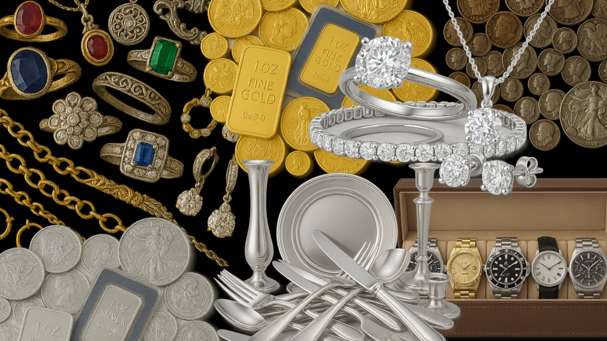 Cash for your Gold • Fine Jewelry • Diamonds • Silver • Flatware • Platinum • Coins • Watches • Estates • Collectibles